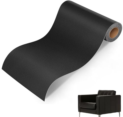 Leder-Reparaturflicken, 30 x 200 cm, Kunstleder, Selbstklebend, Reparatur für Sofas, Autositze, Handtaschen, Jacken, Sitze, Basteln, Handwerk (Schwarz)