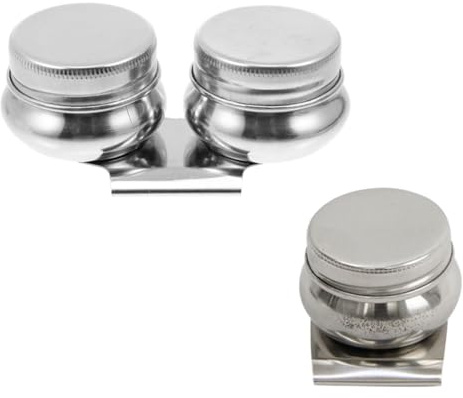 Alipis 2 pièces Petits Godets à Peinture Aquarelle INOX avec Couvercle Amovible pour Peinture à Eau et Gouache Pots à Huile Pratiques pour Artistes et Loisirs Créatifs