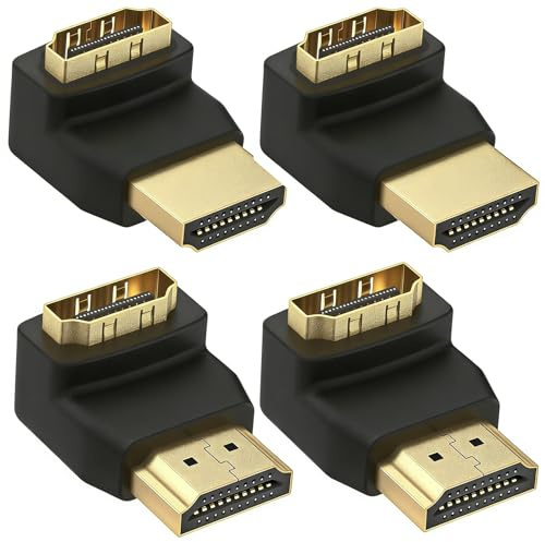 Bpzmm 4 Piezas Adapatador HDMI con Ángulo de 90 Grados y 270 Grados, Conector HDMI de Ángulo Recto Macho a Hembra, Compatible con 4K 1080p para TV Proyector Monitor Portátil y Consola de Juegos