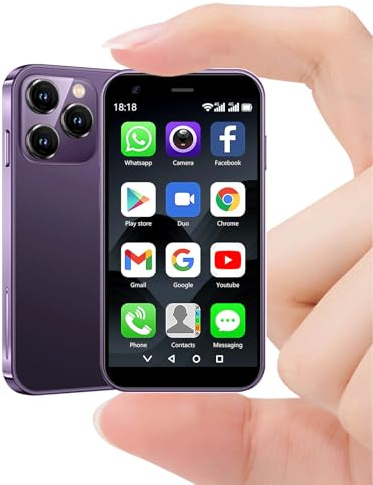 BLKE S Mini Smartphone 4G, Schermo HD da 3,0, Quad Core Dual SIM, 3+32 GB, Batteria da 2000 mAh, Telefono per bambini sbloccato, Telefono tascabile per studenti (Viola)