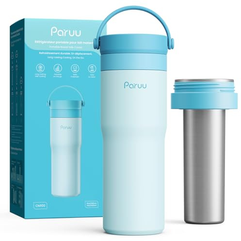 Paruu Enfriador de leche materna portátil al aire libre (300-700 ml), Acero Inoxidable 304 con Conservación del Frío de 14 a 23 Horas, ideal para viajes y actividades al aire libre, Azul