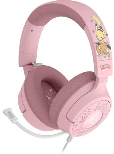 Razer Kraken V4 X Pokémon Pikachu & Eevee - Kabelgebundenes USB Gaming-Headset - Triforce 40-mm-Treiber - Einziehbares Nierenmikrofon - Surround-Sound - Chroma RGB