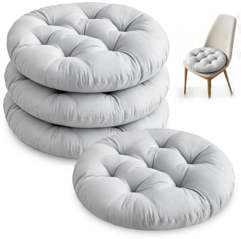 Waufoae Sitzkissen Rund 40cm 4er Set, Bodenkissen Rund, Stuhlkissen Rund, Stuhlauflage Für Indoor Und Outdoor, Outdoor Bodenkissen Für Esszimmerstuhl, Bürostuhl, Gartenstuhl, Balkon & Küche, Graurosa