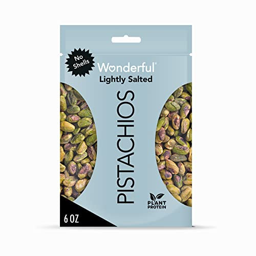 Pistachos maravillosos, sin conchas, asados y ligeramente salados, bolsa resellable de 6 g