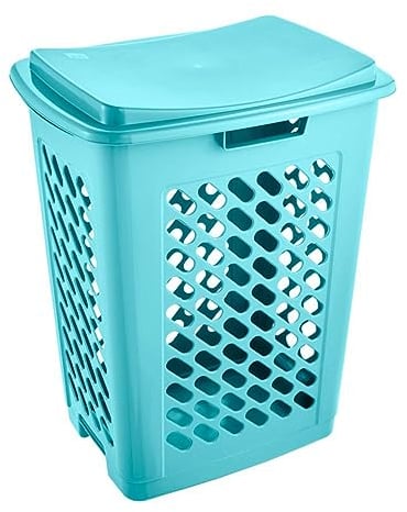 keeeper Wäschebox mit aufklappbarem Deckel, Luftdurchlässig, 60 l, Piet, Hellblau