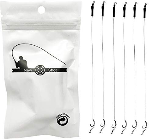 NEWSHOT Barbless Hair Rig Fishing Hooks - 6-Pack, Curved Hook Sizes 6, 8, 10 for Carp/Coarse Fishing with 12lb Braid