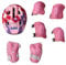 SGerste 7 Kid Kind Erwachsene Roller Skating Roller Skateboard Sicherheit Helm Knie Handgelenk Guard Ellenbogen Pad (Kopf 58–62 cm) Pink
