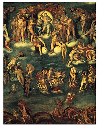 Kunstdruck Poster - Michelangelo Jüngstes Gericht I 60x80 cm ca. A1 - Alte Meister Bild ohne Rahmen