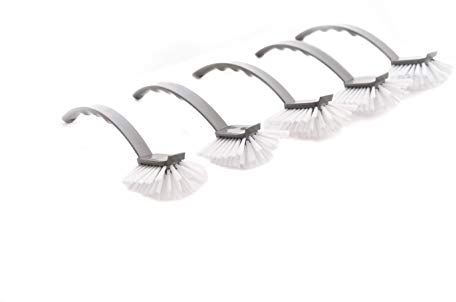 CleanPEAK Pack of 5 Metallic Silver Fantail Dish Brush with Scraper and Non-Scratch Bristles