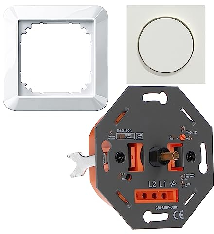 LED-Dimmer Universaldimmer 3-250W als Komplettset mit Merten 1-M polarweiß glänzend Phasenanschnitt und Phasenabschnitt