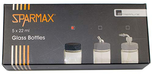 5 Gläser mit Deckel a 22 ml für Sparmax SP 570 + 575 Airbrushes