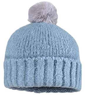 maximo Mädchen Umschlagmütze mit Kunstfellpompon Beanie-Mütze, Flintstone/möve, 51/53