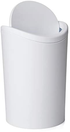 Tatay Papelera Baño con Tapa Basculante, 6L de Capacidad, de Polipropileno, Libre de BPA, Color Blanco, Medidas 19 x 19 x 28 cm