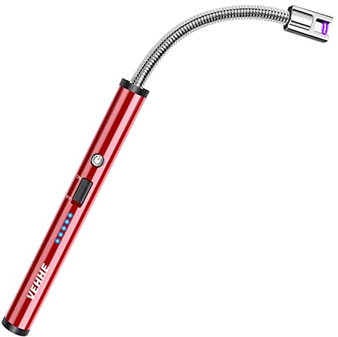 VEHHE Rechargeable Candle Lighter with Safety Switch Flexible Neck LED Battery Display, Arc Lighter for Candle, Cooking, BBQs, Fireworks