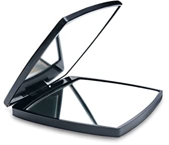ZQO Quadratischer Make-up-Spiegel, tragbarer Doppelseitiger Klappspiegel 1x/2x Vergrößerung, Handheld Taschenspiegel für Geldbörsen und Reisen (schwarz)