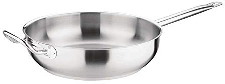 Vogue Stainless Steel Sauté Pan 30 cm, Size: 300(Ø) mm / 5.1 Litre, All Hob Compatible, Induction Compatible Frying Pan, Aluminium Base, Dishwasher Safe, Professional and Home Use, FB699