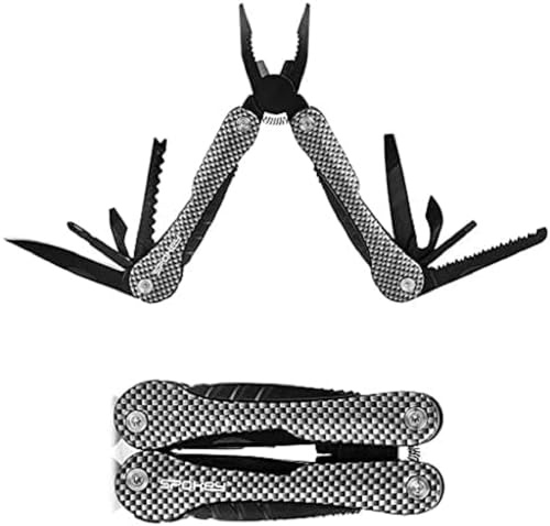 Spokey CARBON SX Multitool-Zange mit 14 Werkzeugen, Maße 9,6 x 3,0 x 2,1 cm, Gewicht 148 g, aus rostfreiem Stahl 420 und Aluminium