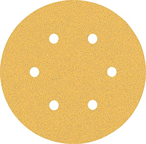 Bosch Professional 5x Carte Abrasive Expert C470 con 6 Fori per Legno Duro, Vernice su Legno, Ø 150 mm, Grana 80, Accessorio Levigatrice Rotoorbitale