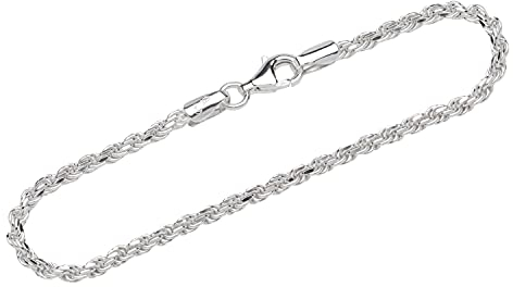 NKlaus Silber Armband Herren 925-19 cm - Kordelkette geschliffen - Sterling Armbandkette - Männer Armkette Echt Sterlingsilber - 2,9mm breit 12791