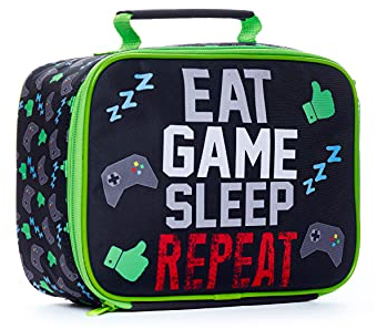 ThePyjamaFactory Eat Game Sleep Gaming LunchBag Lunch Bag Box Black