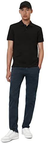 Marc O'Polo Herren Kurzarm-Poloshirt aus Bio-Baumwolle Regular Fit, Schwarz (Black), M
