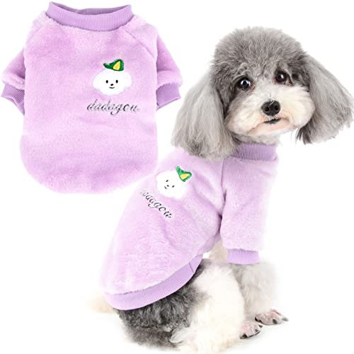 Zunea Hundepullover Sweater für Kleine Hunde Winter Mantel Warm Fleece Welpen Jacke Kleidung Weiches Kaltes Wetter Kleidung Hemd Haustier Katze Puppia Chihuahua Bekleidung für Kleine Hunde Lila XL