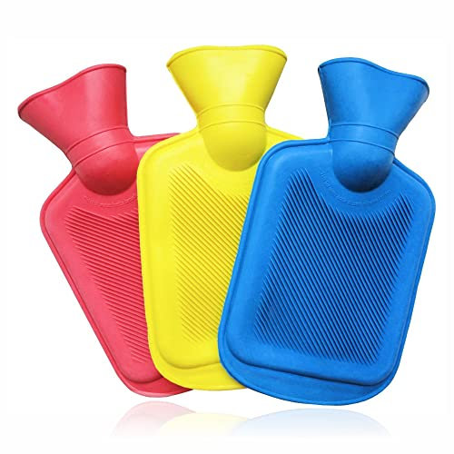 Acai Hot Water Bottle 2 Litre Natural Rubber Bottles Secure and Leakproof Lid Cold Bag Perfect for Pain Relief Therapy Hand Feet Back Neck Shoulder Warmer Random Colors (1Pc)
