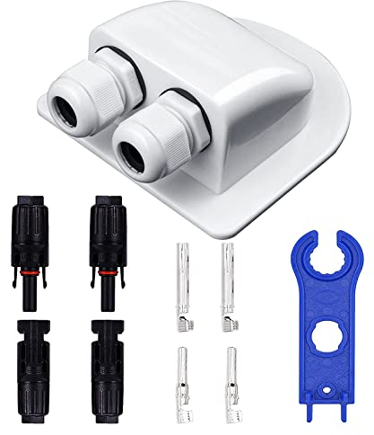 HUAZIZ Passe-toit Solaire Presse-étoupe D'entrée de Câble Double Passe câble en ABS Résistant aux Intempéries pour Caravane Bateau Camping Car (Blanc)