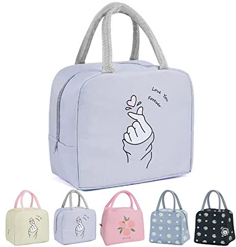 Wylhxyqq Lonchera portátil para mujeres, hombres, niños y estudiantes, viajes, picnic, escuela (amor morado)