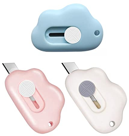 3 Pezzi Mini Taglierino Tascabile, Coltello di Sicurezza, Mini Cutter, Coltelli Multiuso, coltello in acciaio legato con foro catena chiave, Retrattile, Antiruggine, Progettazione Vuota, Portatile