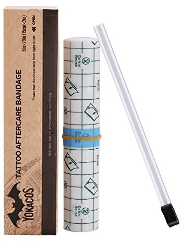 Tattoofolie, YOKACOS Tattoo Aftercare Wasserdichte Klebebandage, Haut Heilung Schutzbandagen Transparent Stretch Wundverband Protection Film, 14cm x 2m