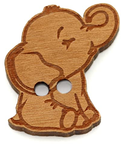 NaturSchatulle Holzknöpfe Motiv Elefant | 5 Stück Kirsche 2 Loch Knöpfe Holz DIY Basteln Nähen Schmuckherstellung Annähen Kinderknöpfe