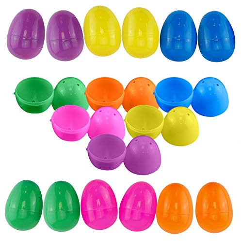 HOVUK 48PCs Colourful Plastic Easter Fillable Eggs 6cm/2.4 - Plastic Easter Eggs Bulk, Surprise Eggs Toys for Easter Basket Stuffer, Springtime Party Favors Gift for Crafts Kids
