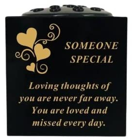 David Fischhoff Graveside Memorial Black & Gold Rose Bowl with Hearts - Someone Special