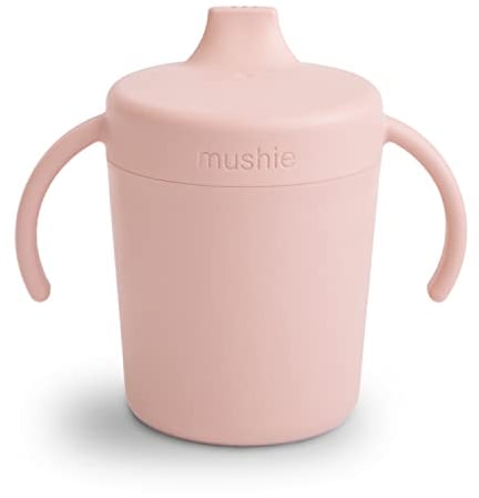 mushie Trinkbecher mit deckel Auslaufsicher | Trinklernbecher Schnabeltasse ab 6 monate, Kapazität 230 mL | Kinderbecher | Material: Kunststoff | Spülmaschinen- und mikrowellenfest | (Blush)