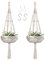 Indoor Macrame Plant Hangers Pot - 2 PCS 42 Inch Outdoor Cotton Rope Hanging Planter Holder Wall Flower Plants Basket Hanger Holders Pots for Garden Balcony Ceiling Patio Deck Boho Home Decor（White）