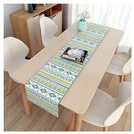 Beydodo Tischläufer Outdoor Modern, Tischläufer Grün Gelb 33x150 Nordisch mit Geometrisch Muster Tischläufer Abwaschbar Hochzeit Tischdekoration für Küche Esstisch Wohnzimmertisch