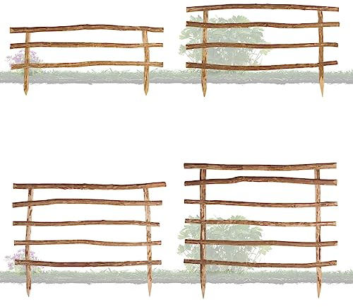BooGardi Lattenzaun Bausatz mit Pfosten · Höhe 60cm x Breite 80cm · 4 Höhen / 10 Breiten · Gartenzaun · Holzzaun aus Haselnuss · rustikales Zaunelement