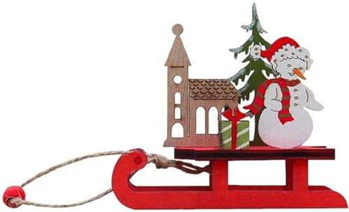 Weihnachtsschlitten-Ornament Miniatur-Schlitten-Anhänger Weihnachtsbaum-Hängedekoration Holzschlitten Basteln