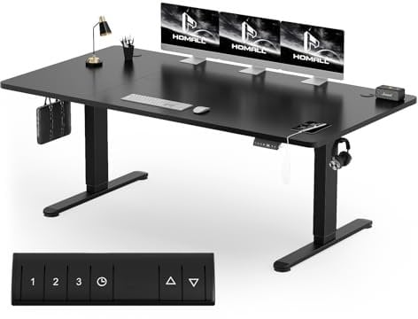 Homall Höhenverstellbarer Schreibtisch 200x80 cm, Elektrischer Schreibtisch mit Vierteilige Tischplatte, Computertisch mit Memory Funktion,Standing Desk