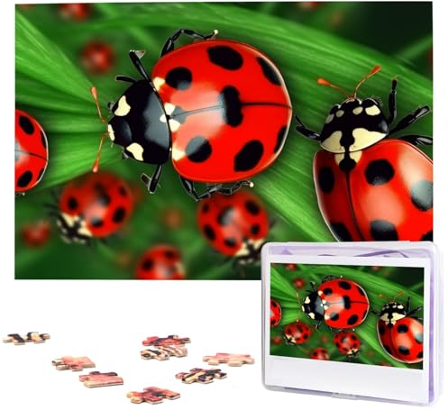Red Ladybug Puzzles 1000 Teile Personalisierte Puzzles Fotos Puzzle für Familie Bilderpuzzle für Erwachsene Hochzeit Geburtstag (74,9 x 50 cm)