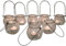 GOLDBEARUK Glass hanging lanterns X8 tealight holders with handles Clear