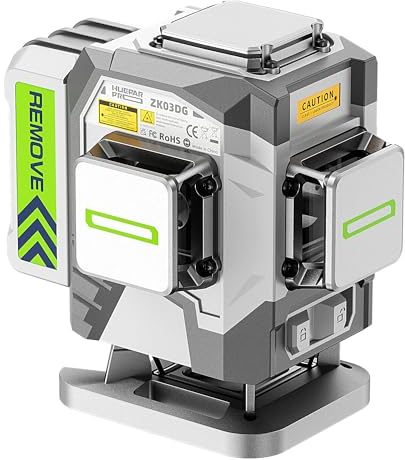 Huepar Pro Livella Laser Autolivellante 360, Livello Laser Verde Professionale Altamente Preciso Con Batteria Ricaricabile agli Ioni di Litio da 8000mAh Supporto Multifunzione e Custodia Rigida ZK03DG