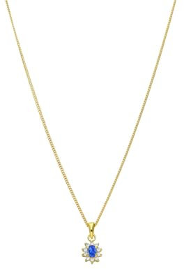 Lucardi - Damen Goldkette mit Charms mit Saphir-Zirkonia - Halskette - 925 Silber - Goldfarben - 45 cm - Nickelfrei