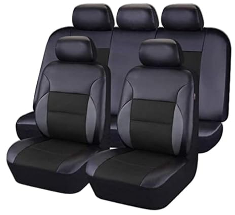 ELNas 9 Stück PU Leder Sitzbezüge Set, Autositzbezug Komplettset für Toyota Verso 5-Seats 2009-2024, mit Super 5-mm-Verbundschwamm innen, Airbag-kompatibel,A Black