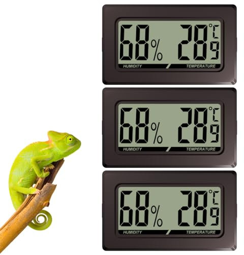 2/3 Pcs Thermomètre Réservoir Reptile Sans Fil, Mini Moniteur de Température d'humidité Numérique Forme Rectangulaire avec Boutons-pression Sur le Côté pour Réservoir de Reptiles Tortue Dragon Barbu