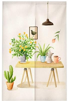 Türvorhang Kaktus Gelbe Blüten Küchenvorhänge Polyester Raumteiler Vorhang Kurz Scheibengardinen mit Teleskopstange Vorhänge Kurz Türvorhang Insektenschutz Fliegenvorhang Terrassentür 80x200