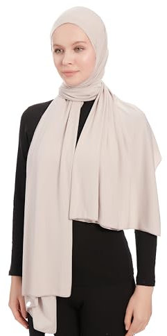 Ayisah Jersey Kopftuch Damen Hijab Muslimisch - Hellgrau Viskose Jersey Hijab Kopftuch Für Damen - Dehnbar Moderne Islamische Hidzab Kopftücher Schal - Hidzab Kopftücher 70x180 cm (Hellgrau)