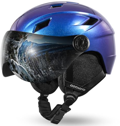 Odoland Erwachsene Skihelm Skihelm mit Visier, Leichter Race-Helm mit Helmvisier für Männer und Frauen, Snowboardhelm