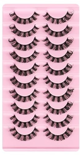 Halbe Wimpern Cateye Natürlich Look Künstliche Wimpern, 10 Paar Künstliche Wimpern,Lashes Natürliche Wimpern Cat Eye Lashes, Faux-Mink-Wimpern Flauschige falsche Wimpern